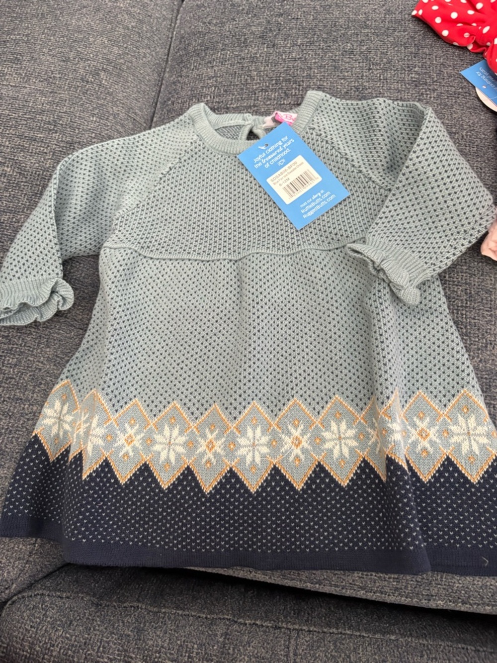 Ruffle Butts Blue Fair Isle Sweater Dress